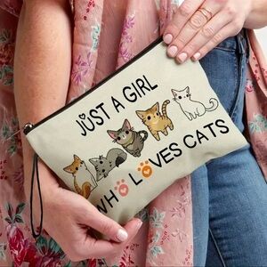 Just a Girl Who Loves Cats Makeup Bag NEW